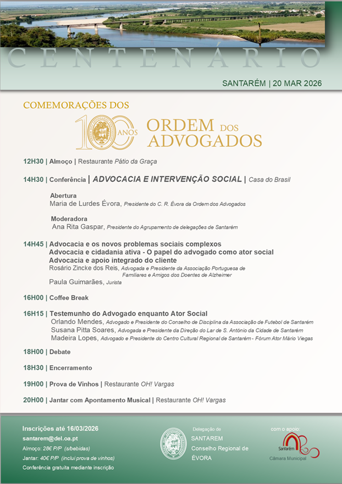 Comemorações do Centenário da Ordem dos Advogados  Santarém 20 de Março 